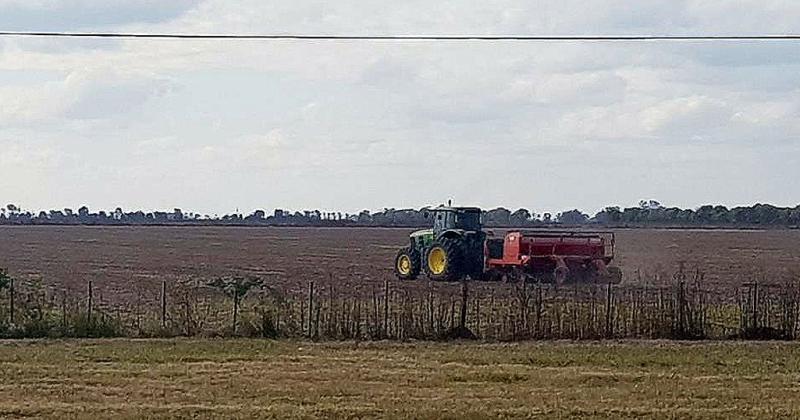 Lote con rastrojo de soja temprana (de primera) en proceso de siembra de trigo en el centro norte del departamento Las Colonias